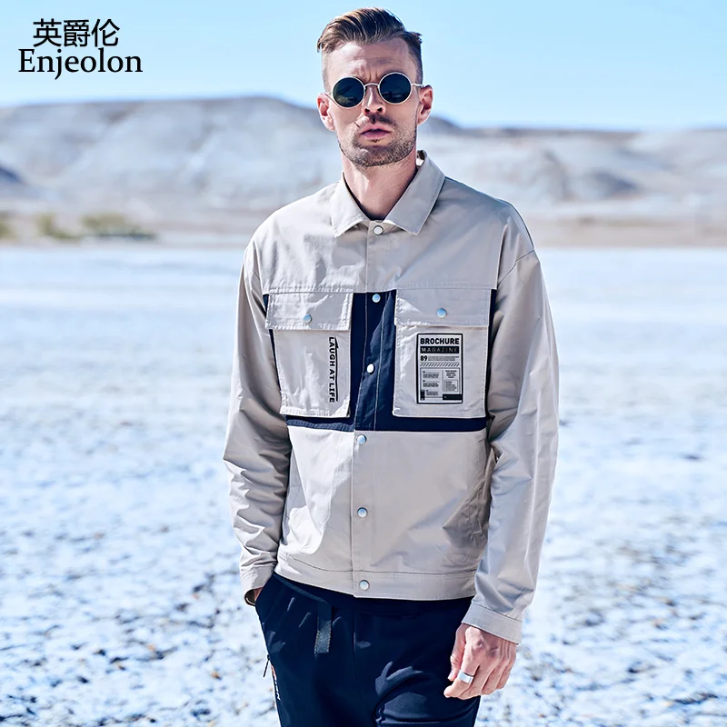 Мужская куртка бомбер Enjeolon ветровка в стиле милитари уличная одежда модель JK642 на