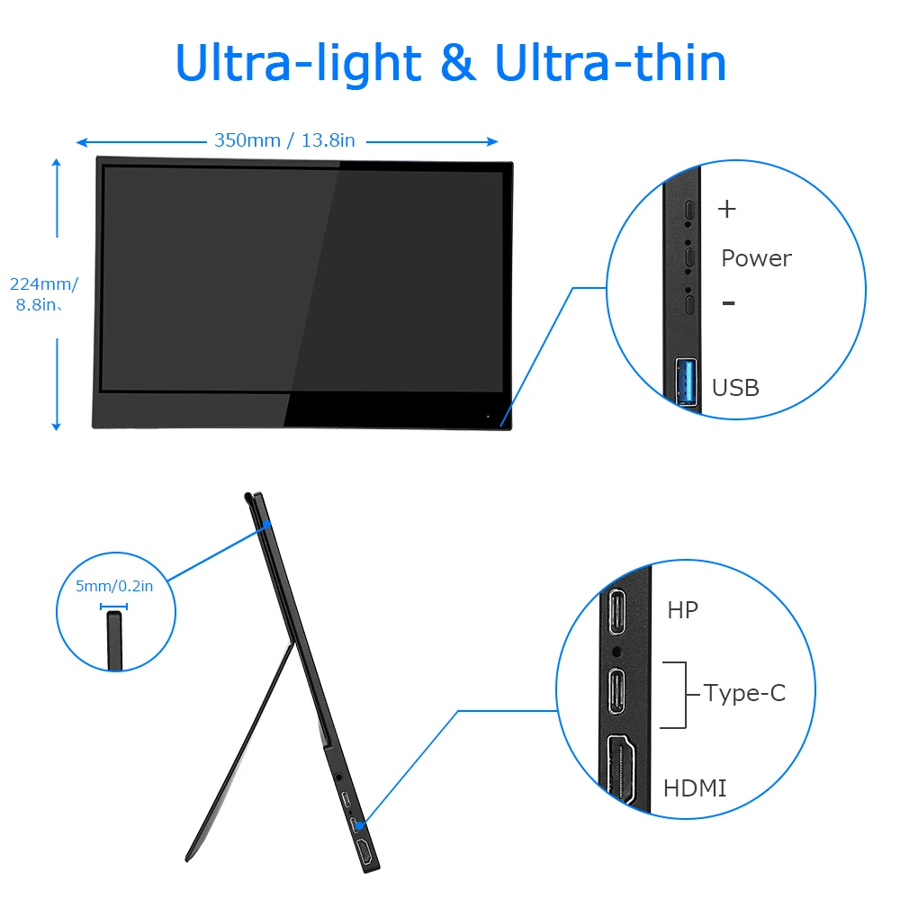 Eyoyo EM15C 15 6 "портативный сенсорный экран Тип C HDMI монитор ультратонкий 4K 3840X2160 IPS UHD
