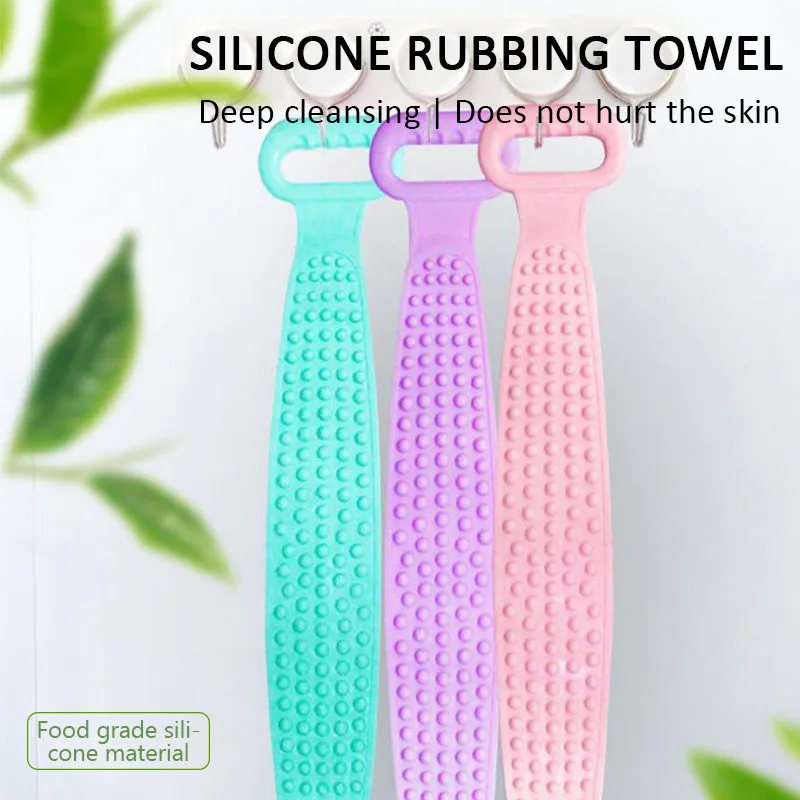 

Silicone Brushes Bath Towels Rubbing Back Mud Peeling Body Massage Shower Extended Scrubber Skin Clean Brushes Bathroom