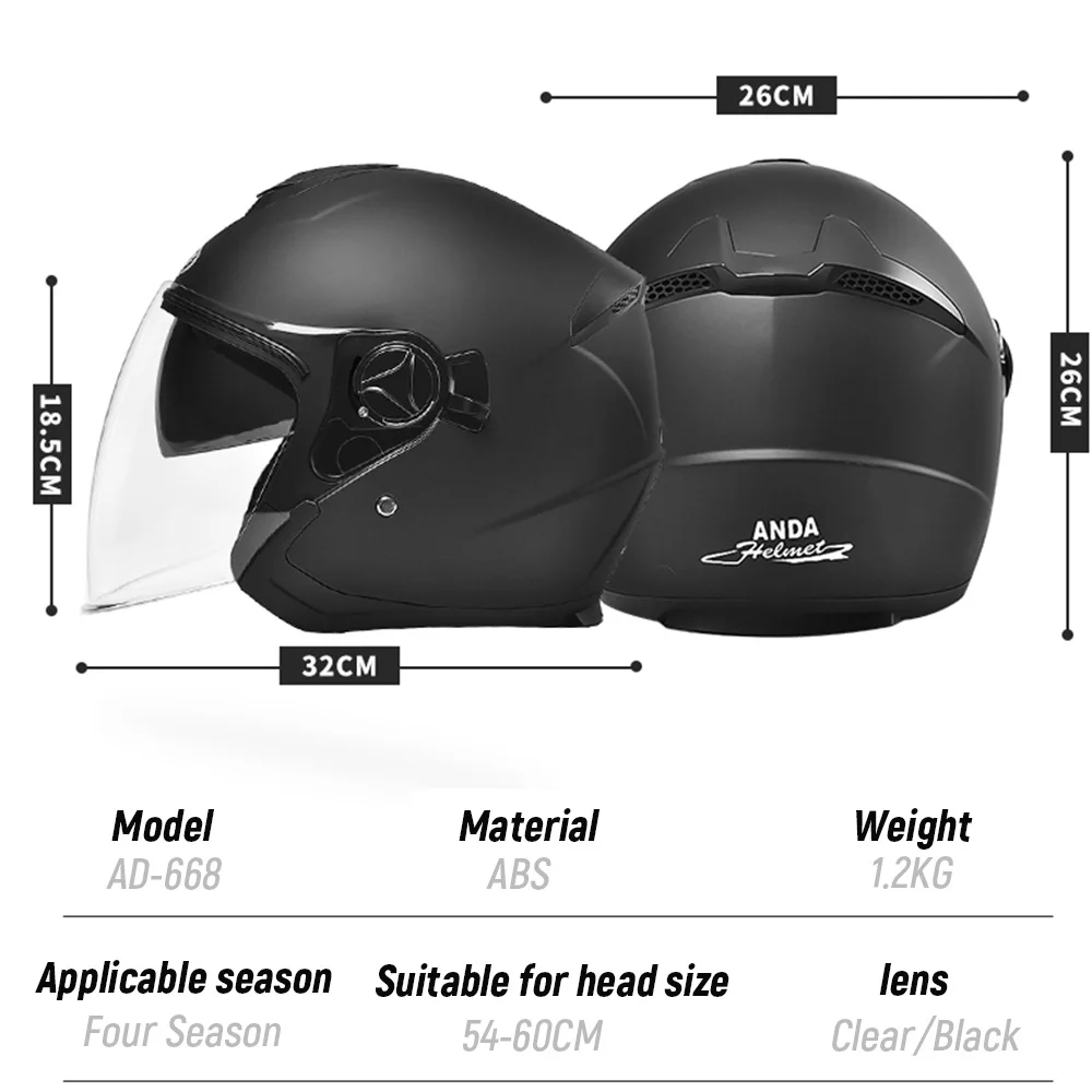 

Men half face Helmet Motorcycle Double Lens Helmet Four Seasons Motorbike Off-road Sunscreen Portable