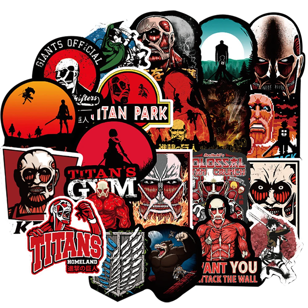 

10/35PCS Attack on Titan Anime Stickers Snowboard Laptop Luggage Guitar Waterproof DIY Graffiti Sticker Cool Kid Toy Decal