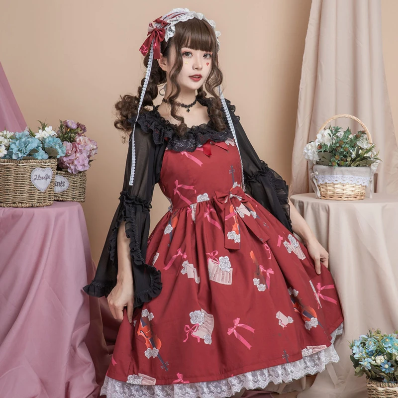 Женское платье Jsk Lolita мягкое винтажное с принтом в викторианском стиле