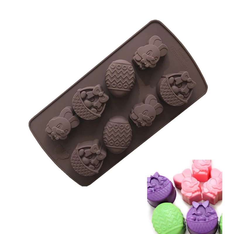 

Silicone Mold 8 Holes Easter Rabbit Egg Shaped Bakeware Molds Biscuit Cookies Mould Ice Jelly Pudding Tools Kitchen Accessories