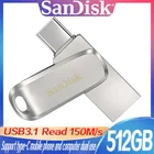 Флеш-накопитель SanDisk SDDDC4, USB 3,1, 512 ГБ, Type C, 128 ГБ, флеш-накопитель 256 ГБ, ТБ, 64 ГБ, металлический OTG флеш-накопитель для телефона, 32 ГБ, флеш-накопитель