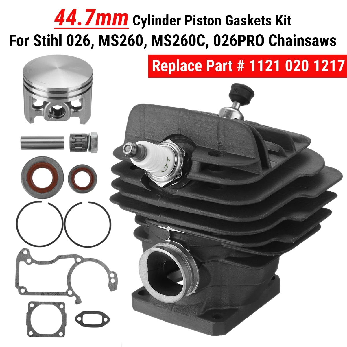 

44.7mm Nikasil Plated Cylinder Piston Kit For Stihl 026 026PRO MS260 Big Bore Chainsaw Top End Replacement Parts