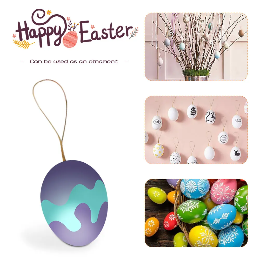 

50PCS Easter Eggs Plastic Eggs for Easter With Rope Artificial Eggs DIY Decorative Eggs With 8 Color Pencils