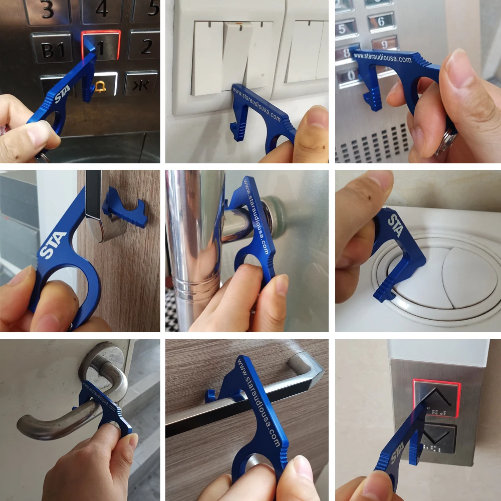 

STARAUDIO Touchless Keychain Easy To Carry Door Opener Handle Bracket For Door Opening And Closing,Sinks,Elevator,Gas Stations.