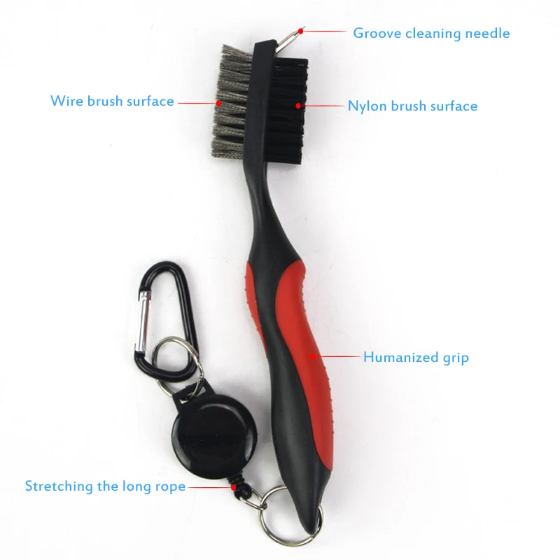

Golf Club Brush Groove Cleaner With Retractable Zip-line And Aluminum Carabiner Cleaning Tools For Sports