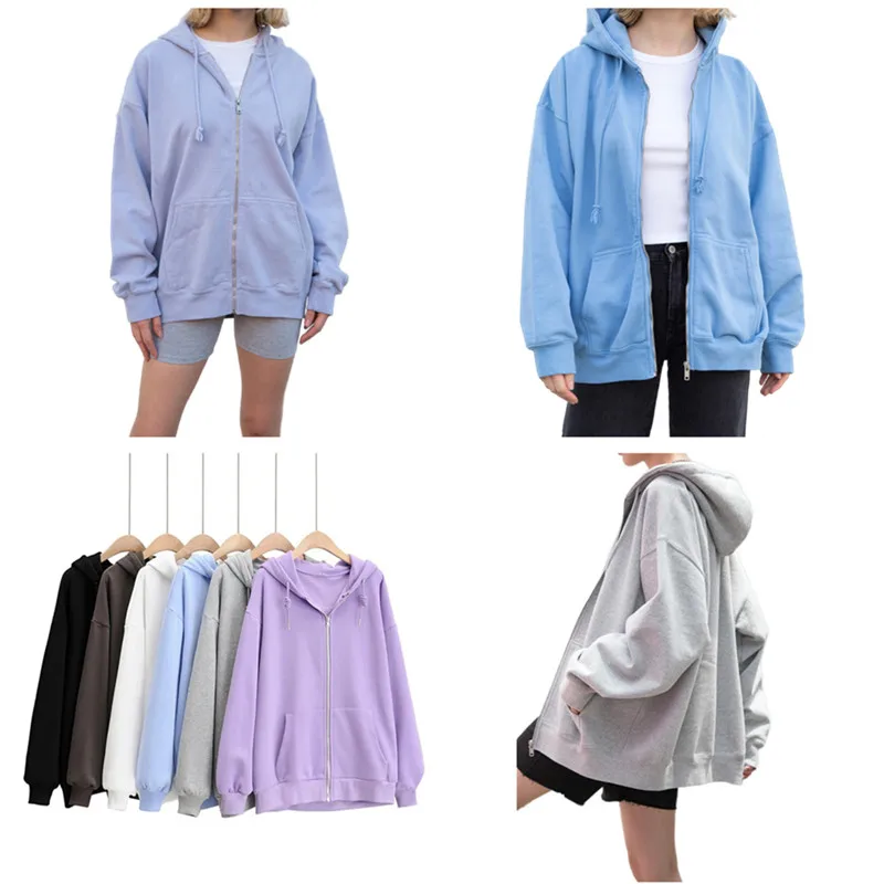 Zip Up Sweetshirts Women Hoodie Oversize Hoody Fashion Student Sweatshirt Spring Autumn Winter Hoodi Girl Hooded Sweatshirts New