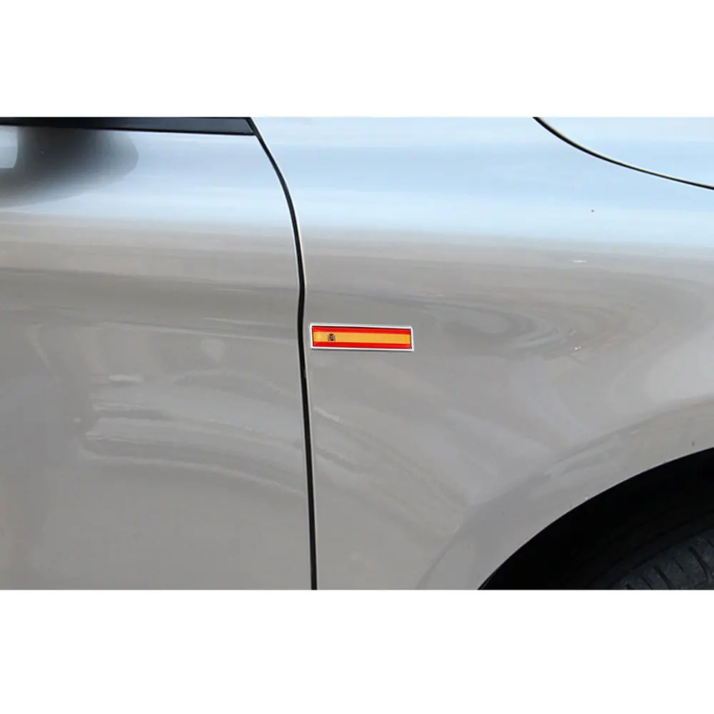 1 Pair 3D Car Metal Sticker Aluminum Spain National Flag Body Trunk Logo Auto Motorcycle Personality Decoration Car|Наклейки на