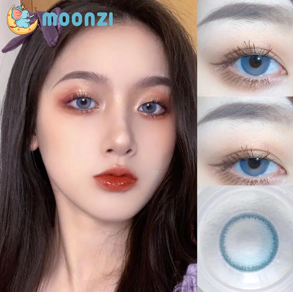 Контактные линзы MOONZI разноцветные синие серые большие красивые цветные