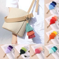 ethnic style ladies kkeychain gold compact boutique luggage small pendant fashion design color tassel mobile phone accessories