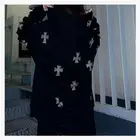 Стразы уличная одежда с длинным рукавом черная толстовка на молнии Y2k хип-хоп джоггеры Свитшот корейская мода панк спортивное пальто пуловер