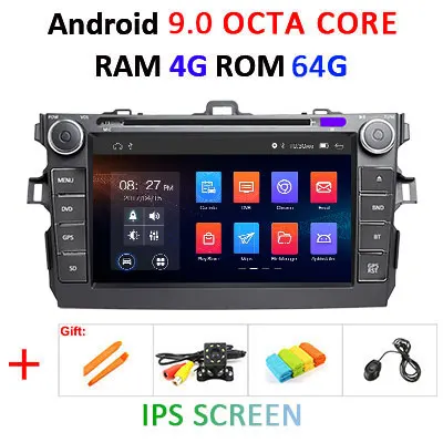 4G DSP ips Android 9,0 Автомобильный gps радио для Toyota corolla 2007-2011 DVD навигационный экран стерео Мультимедиа - Цвет: 9.0 4G 64G