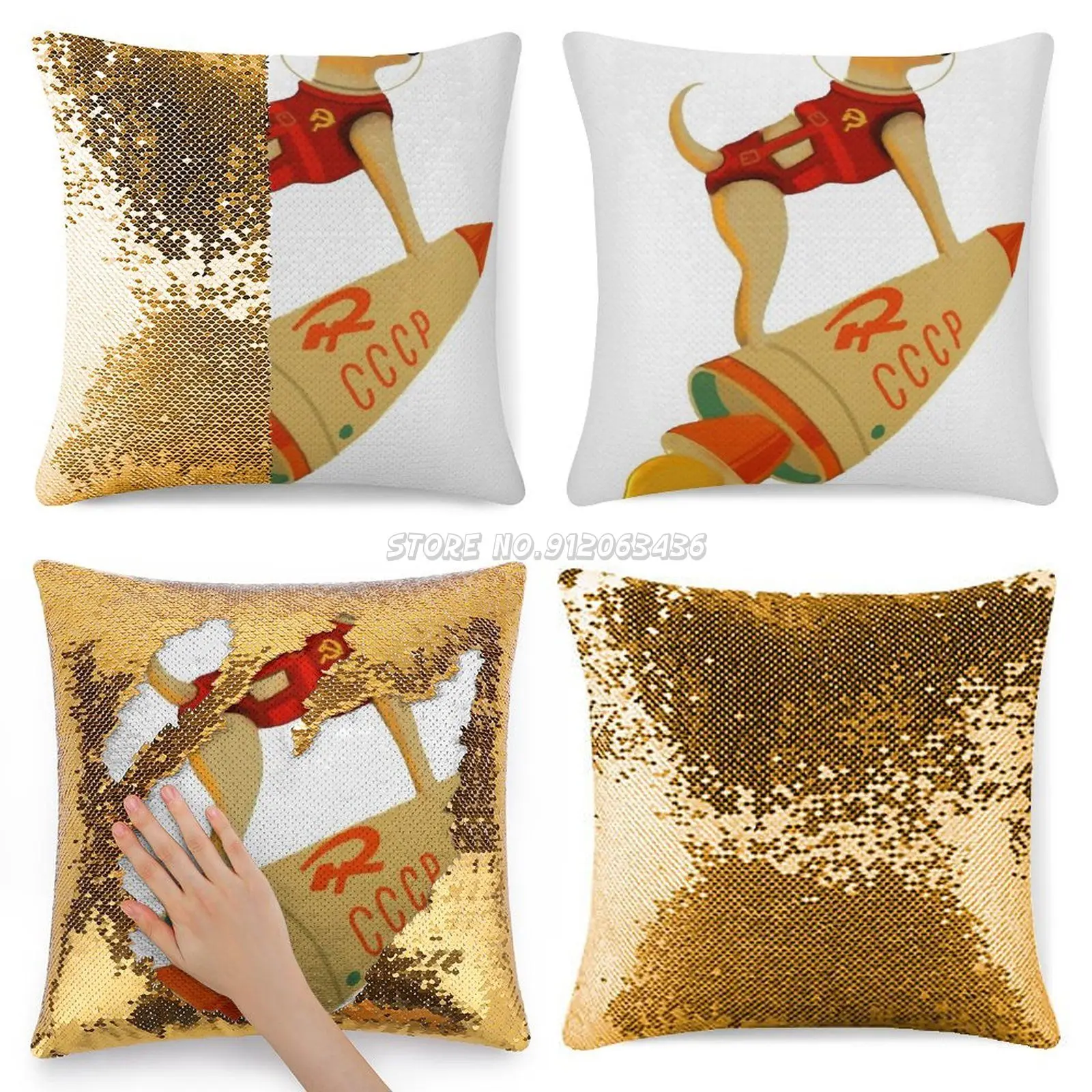 

Футболка Laika с надписью советский Россия, наволочка с блестками, волшебная наволочка 40x40 см, Русалка, Лайка, советский Россия