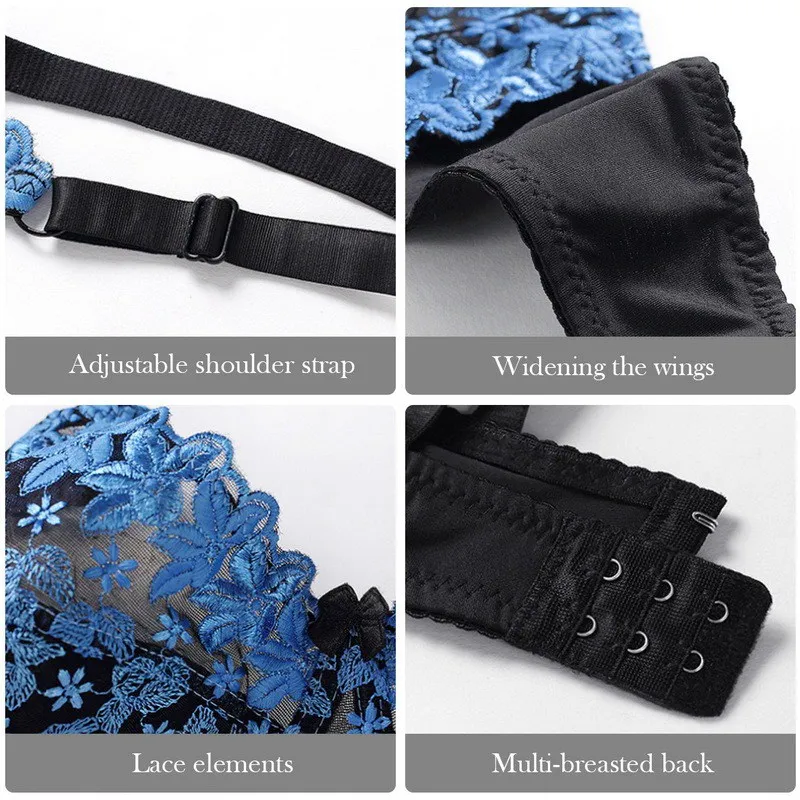 

Sexy Lace Bra Women Sexy Lingerie See Through Perspective Wire Free Embroidery Floral Bralette Ultra Thin Bra For Women CD Cup