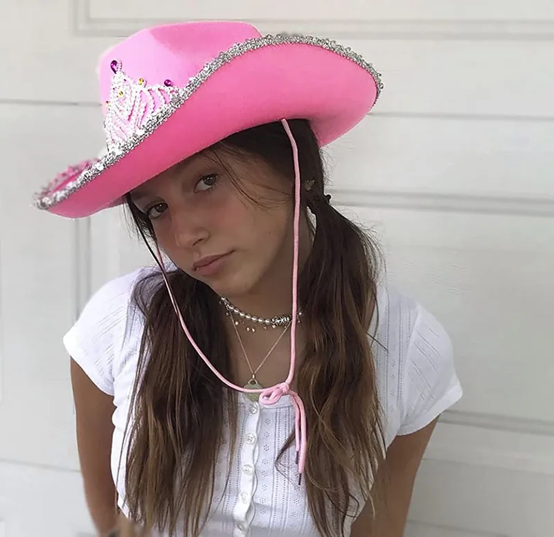 Новая тиара в западном стиле розовая шапка Cowgirl для женщин стандартная