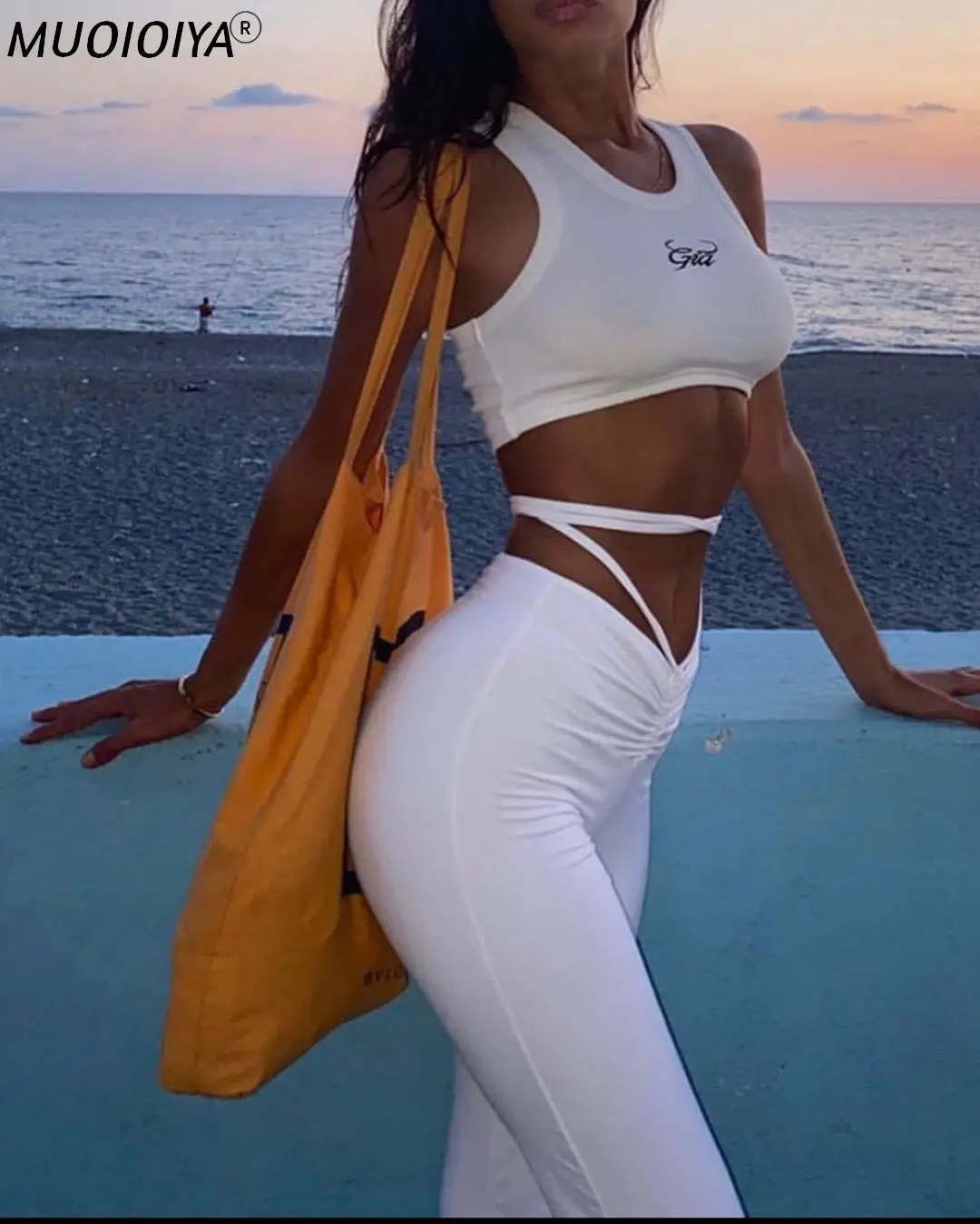 

Женские широкие брюки Bella Хадид, черные и белые тонкие сексуальные брюки с высокой талией, повседневные длинные брюки, одежда для весны и лет...