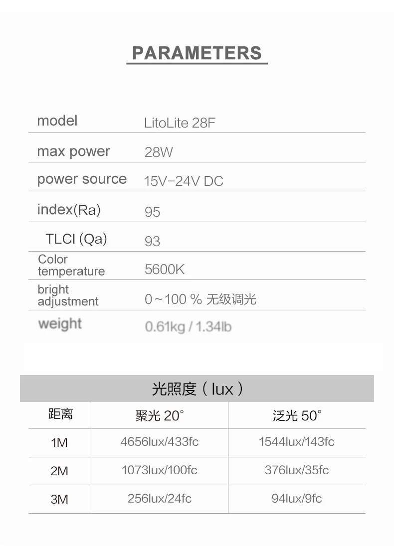 Nanguang Nanlite Litolite 28F 28W Светильник для фотосъемки с регулируемой яркостью светодиодный светильник COB для студийной фотосъемки