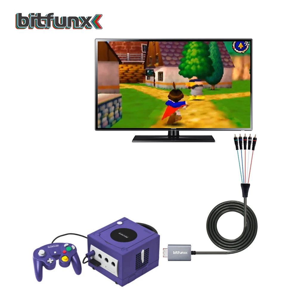 Компонентный кабель Bitfunx NGC для Gamecube Nintendo 5RCA YPbPr полная поддержка видео и аудио