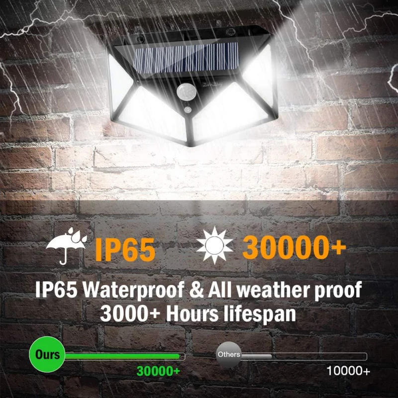 100 LEDs Wireless Solar Wall Lights Outdoor Waterproof Light Control Garden Street Security Nightlight Powered Lamps 4 sid | Лампы и
