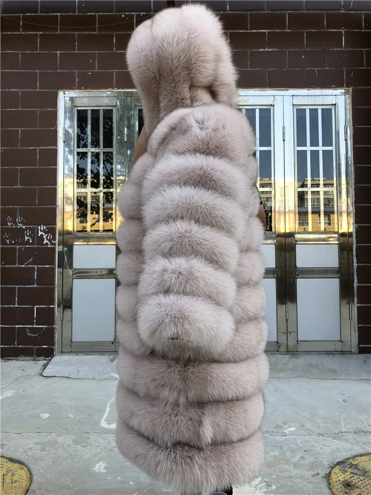 Натуральная Шуба из натурального Лисьего меха, Женский Зимний натуральный жилет, Толстая теплая длинная куртка с рукавами, верхняя одежда пальто женское