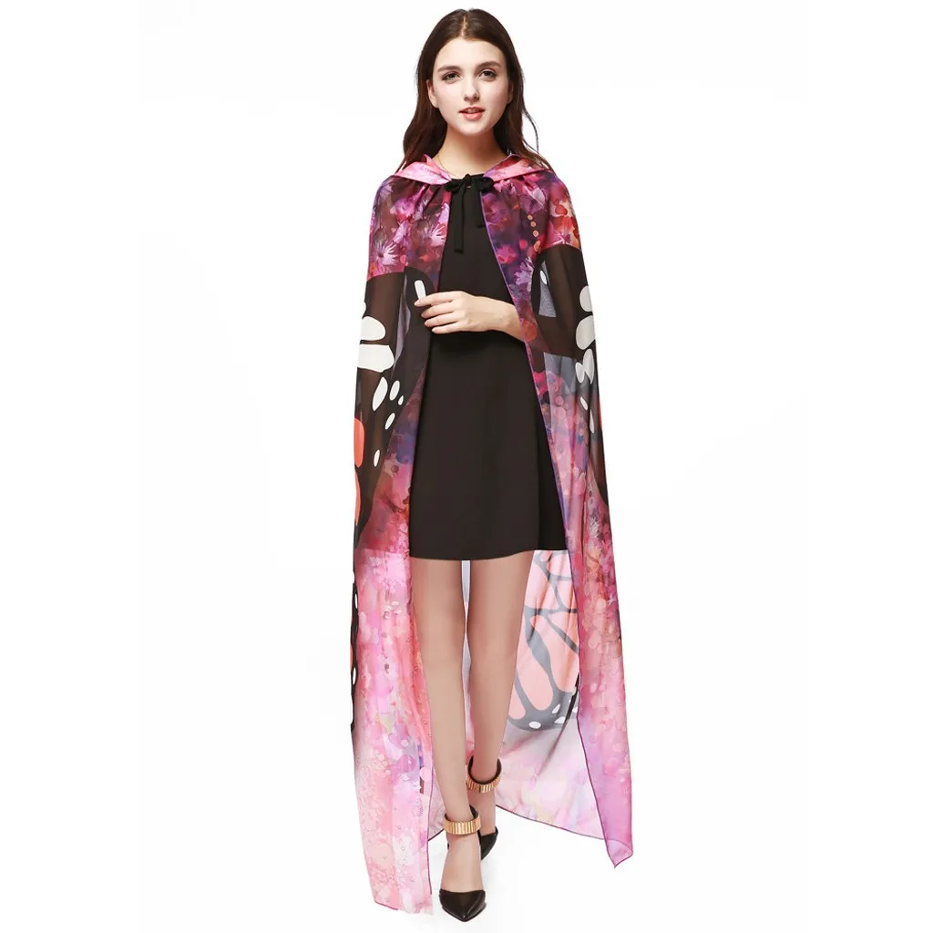 Женские накидки для взрослых на Хэллоуин шифоновая накидка с капюшоном