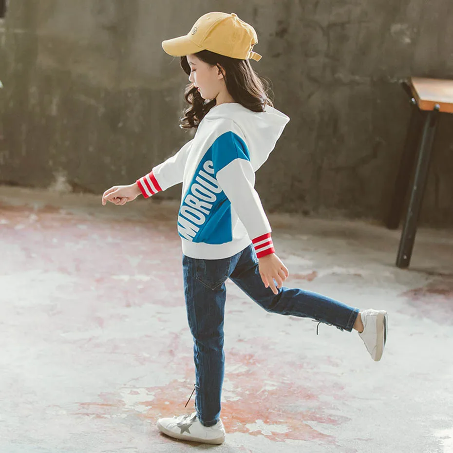 Джинсы для девочек модные джинсы в стиле пэчворк с бантом на завязках детей