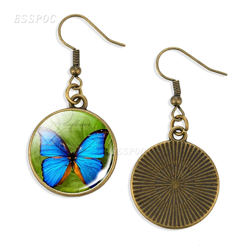 Винтажные бронзовые серьги капельки в форме бабочки подвески модные для женщин