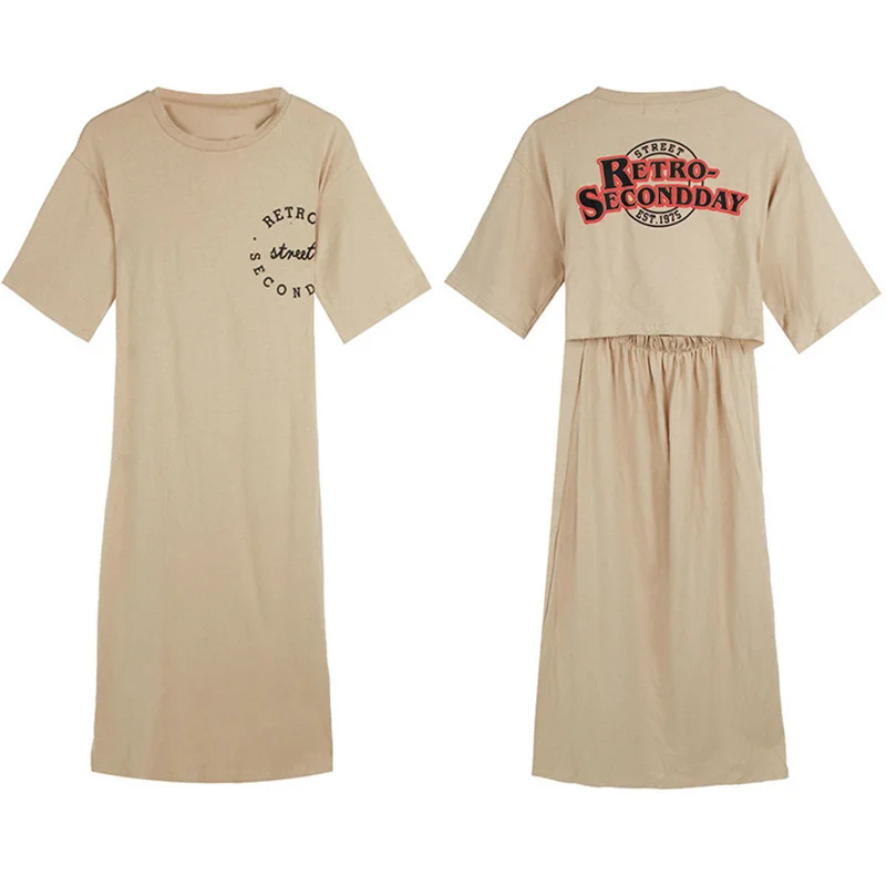 

Sister Fara Backless Split Summer Women's Dress 2021 New Half Sleeve Solid Print Ankle-Length Dress Casual Loose Women's Dresses