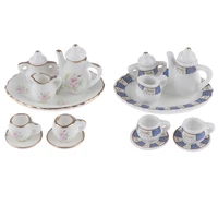 8pcsset dollhouse miniature porcelain tea cup sets mini teapot coffee plate play kitchen dining tableware toy