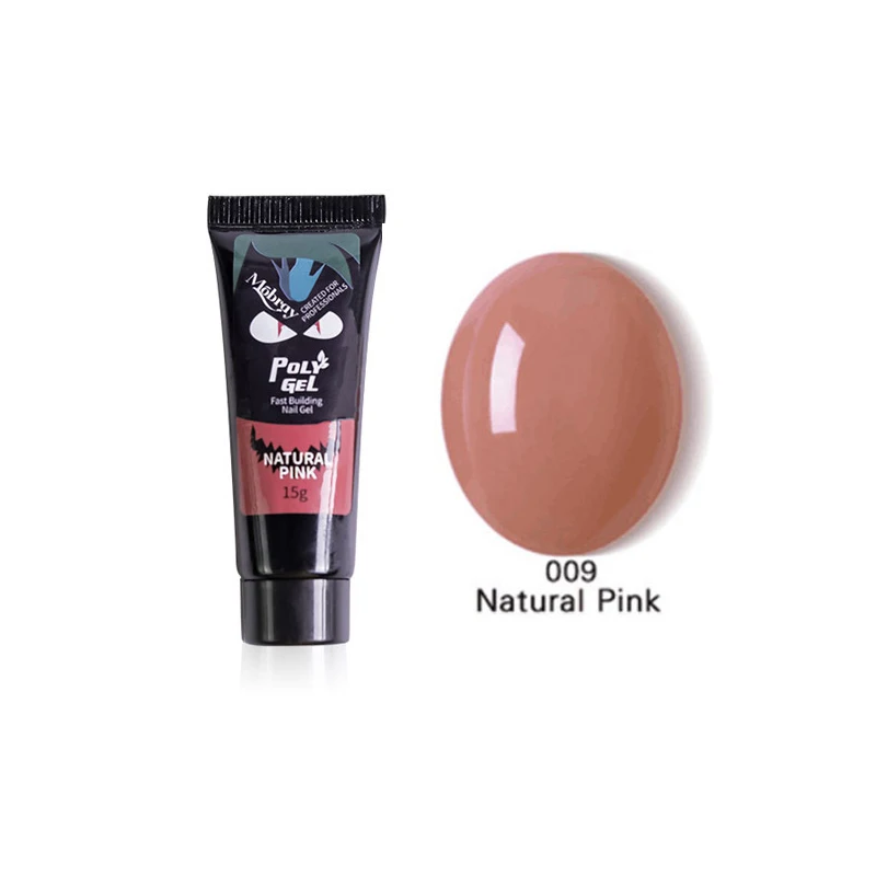 009 natural pink 15 мл, 9 цветов, гель для наращивания пальцев, строительный полигель, акриловый гель, полипрозрачный розовый УФ-гель, быстрое наращивание ногтей, камуфляж, светодиодный, твердый гель - Цвет: 009 natural pink