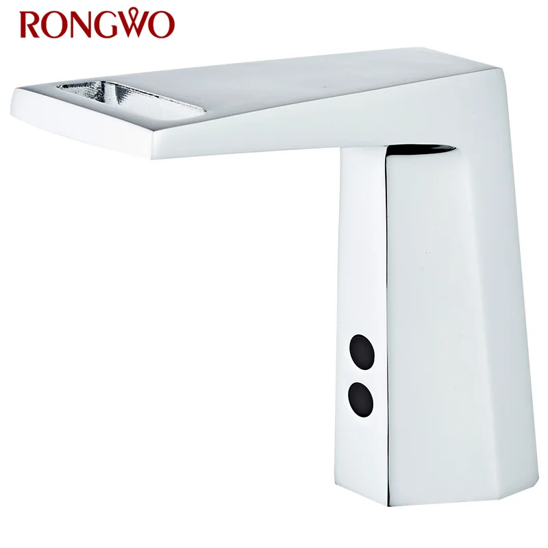 

RONGWO Cold Water Bathroom Automatic Touch Free Sensor Faucet Water Saving Inductive Faucet Electric Battery Power Tap