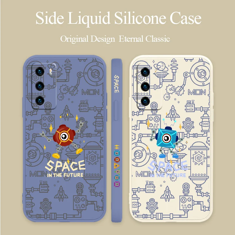 

Red Robot Shockproof Silicone Cover Case For Huawei P40 P50 P30 P20 Pro Lite Mate 40 30 20 Pro Lite Nova 5t Y7A Phone Case Funda