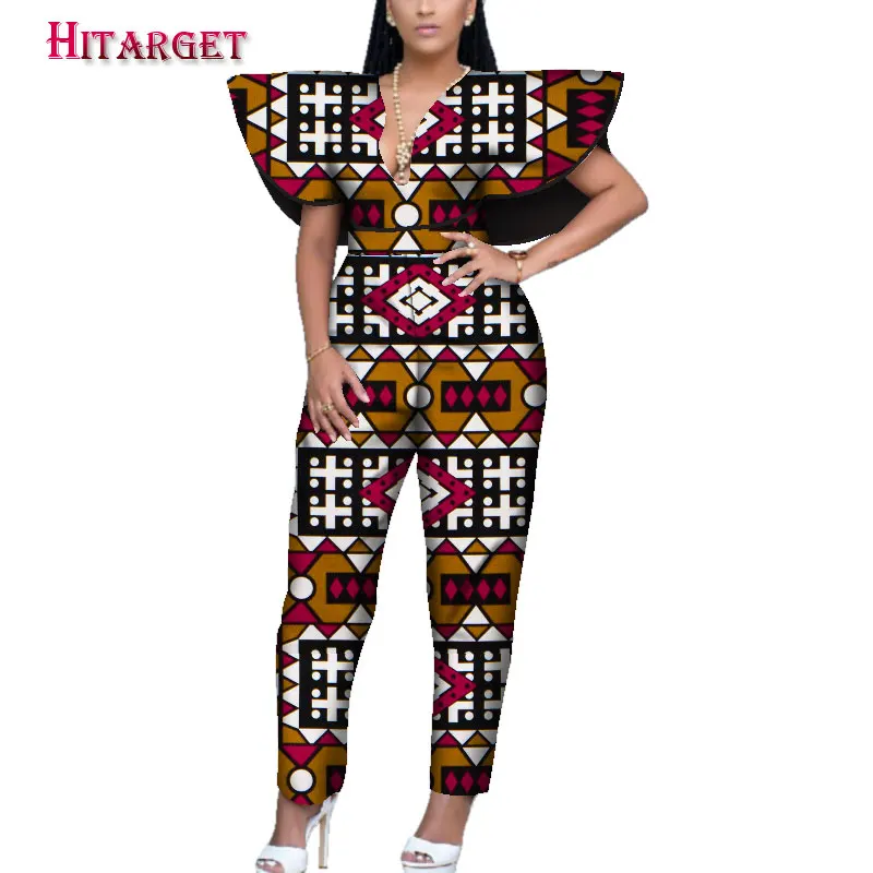 Африканский принт, женский комбинезон, v-образный вырез, специальный, без рукавов, Осенние сексуальные штаны, африканские женские комбинезоны, комбинезоны, настраиваемые, WY3945 - Цвет: 20