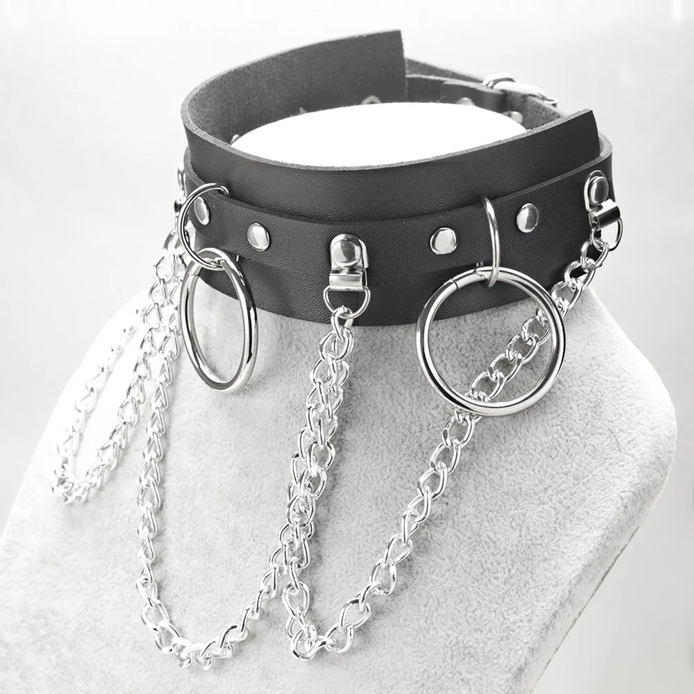 Изысканное панк звено рок кожа стильные ожерелья Готический стиль Харадзюку