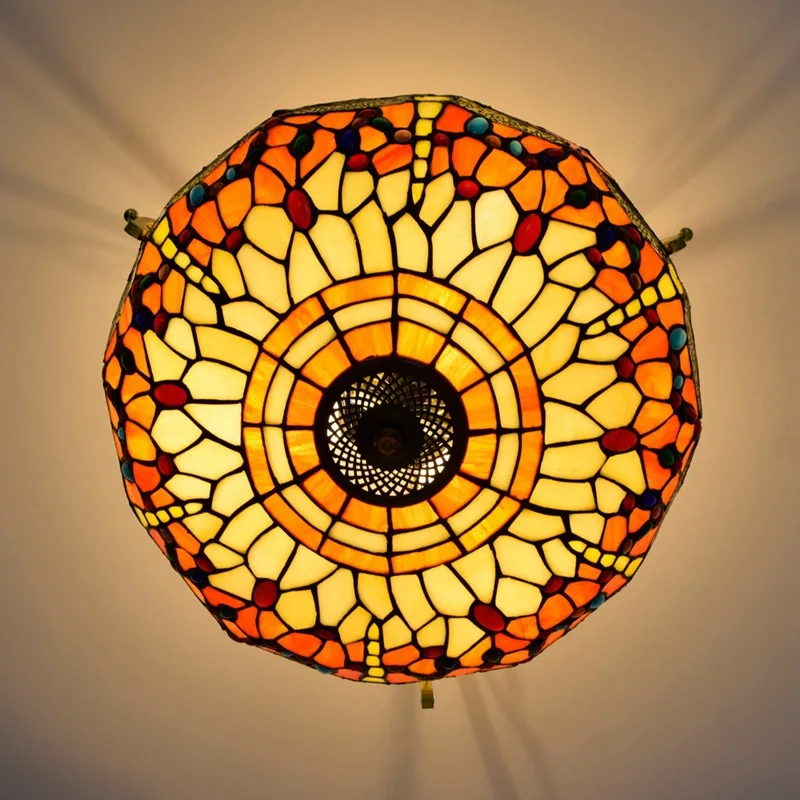 40cm European-Style Creative Orange Multi-Color Glass Restaurant Bedroom Aisle Corridor Bathroom Semi-Ceiling Lamp | Освещение