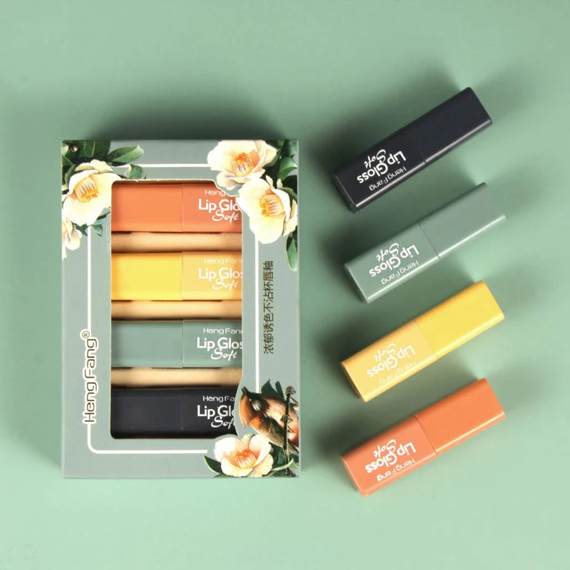 Набор блесков для губ 4/3 шт. бархатный пигментная жидкость водостойкая помада