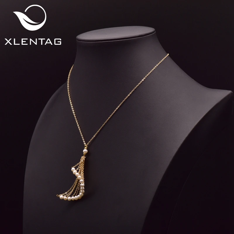 XlentAg натуральный пресноводный жемчуг длинное ожерелье с подвеской для женщин и