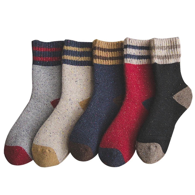 

5 Pairs Thick Warm Women Socks Harajuku Autumn Winter Woolen Socks Woman Striped Bright Dotted Yarn Christmas Socks Female