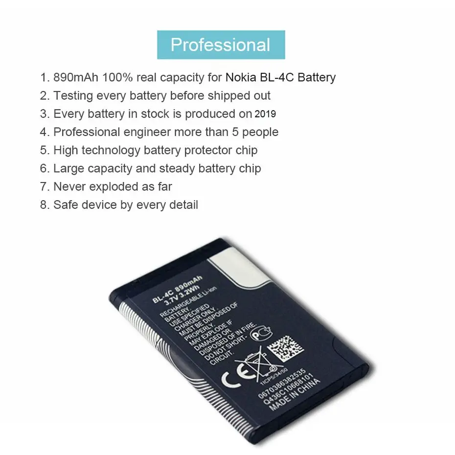PINZHENG BL-4C телефон Батарея для Nokia BL 4C BL4C BL-4C 5100 6100 1202 1265 1325 Замена BL 4C Батарея