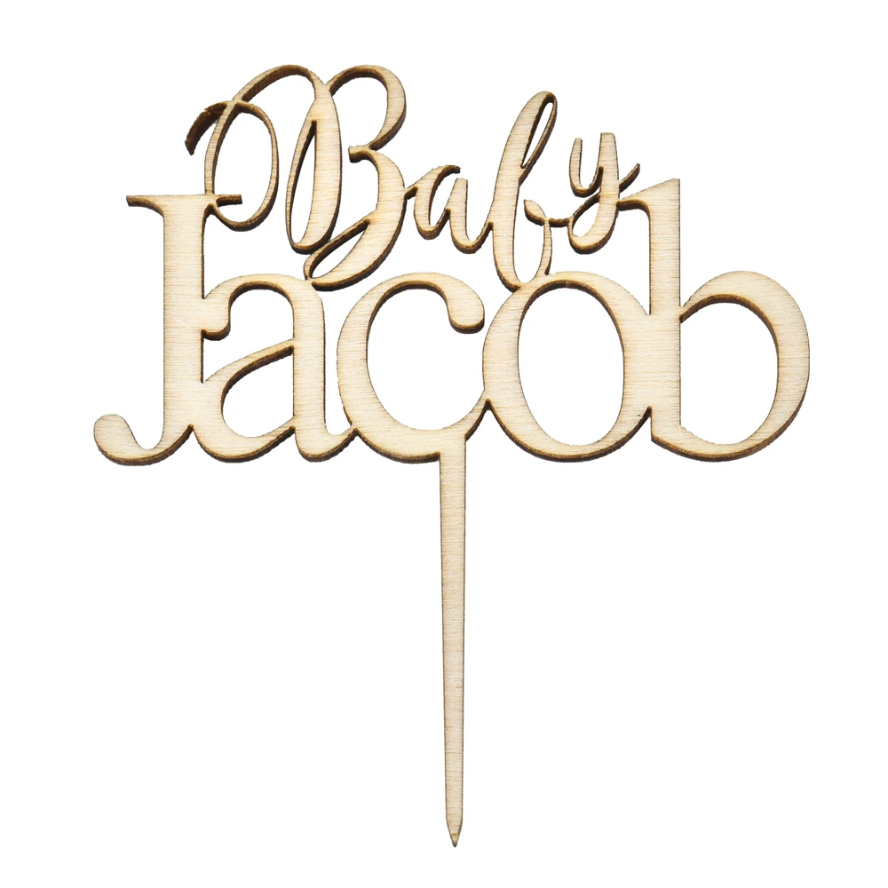 12PCS Personalized Baby Name Cupcake Topper Custom Small Cake Toppers Wood Acrylic Kids Shower Birthday Decor |