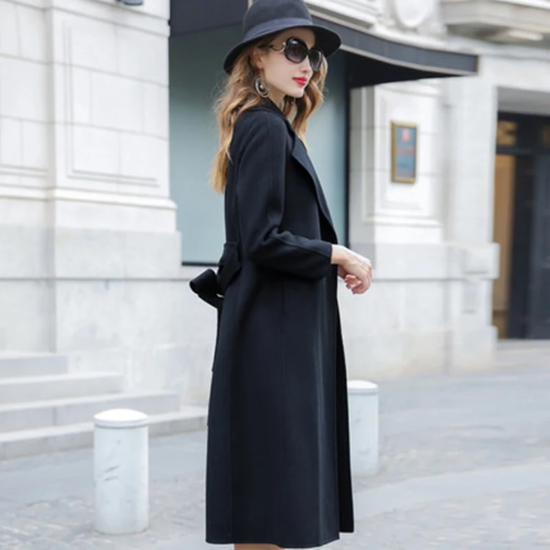 Женское твидовое пальто Wimter длинное приталенное из 100% шерсти с регулируемым