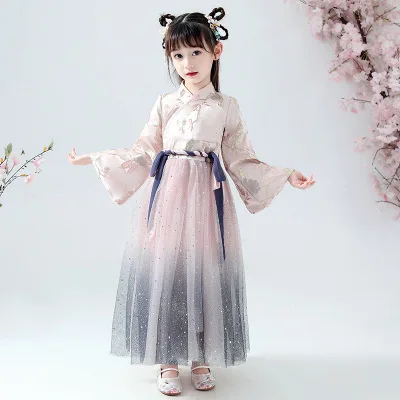 

Autumn and winter clothes girls super fairy clothes Chinese style costume girl princess sleeve dress piano performance dress