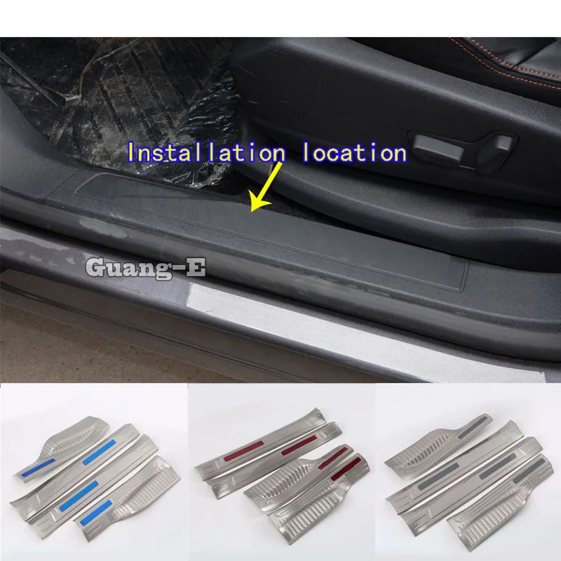 

Car Stainless Steel Pedal Door Sill Scuff Plate Inner Built Threshold 4pcs For Peugeot 3008 GT 3008GT 2016 2017 2018 2019 2020