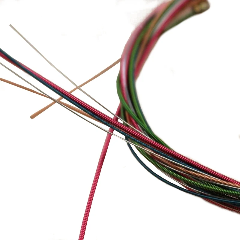 6 шт./компл. набор струн для гитары радужного цвета насыщенного E A аксессуары