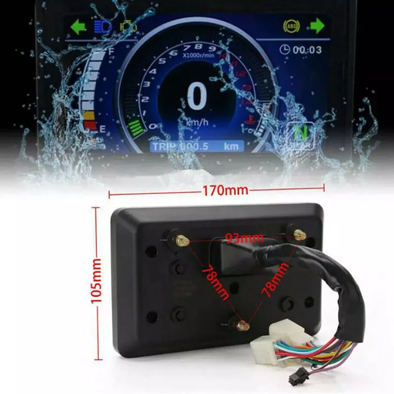 

Motorcycle Full Color LCD Display Multi-Function Instrument Cluster Replaceable 12V Digital Speedometer Display Instruction
