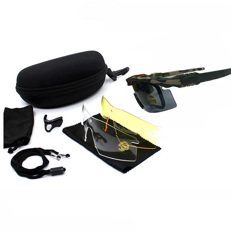 No Polarized Camo 1 Спортивные поляризационные тактические очки военные очки армейские солнечные очки мужские с 4 объективами стрельба защитные очки мотоциклетные очки - Цвет: No Polarized Camo 1