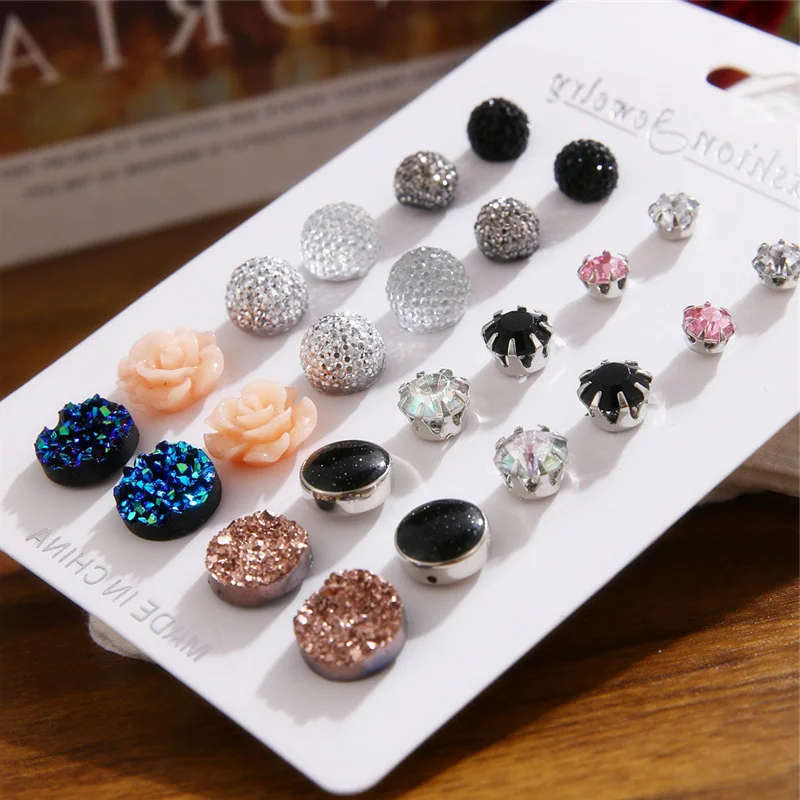 12 пар/компл. модные цветочным геометрическим узором с украшением в виде