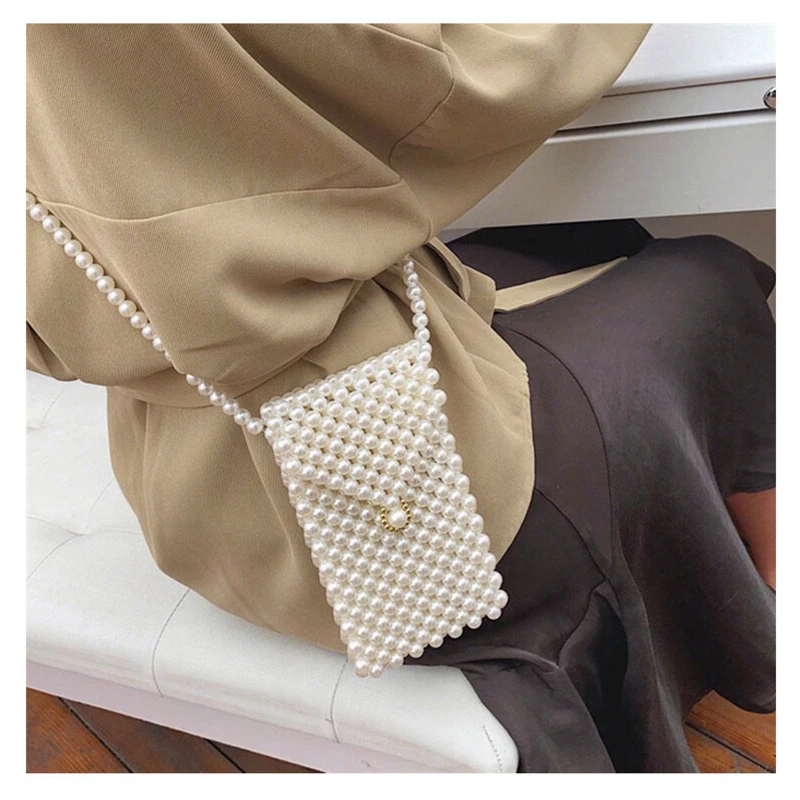 Сумка ручной работы с имитацией жемчуга сумки из бисера стеганые кошельки